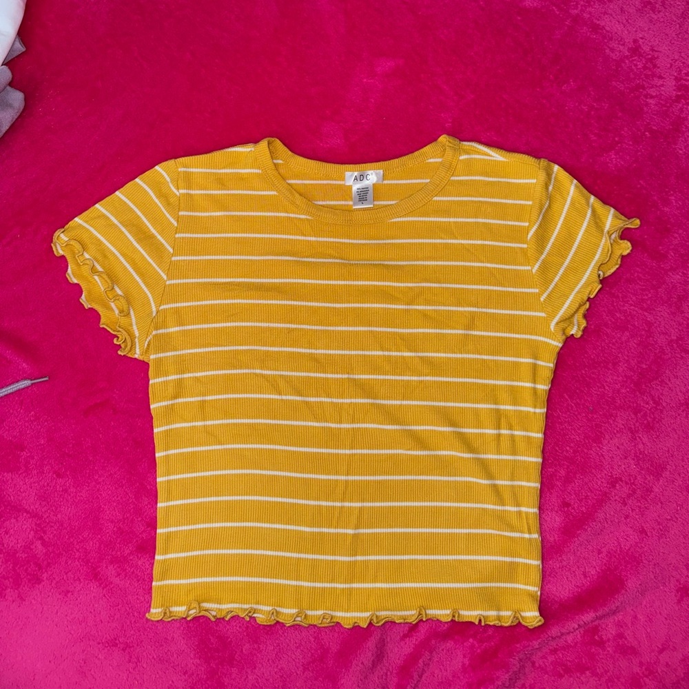 DC Yellow and White Striped Short Sleeve Tee
